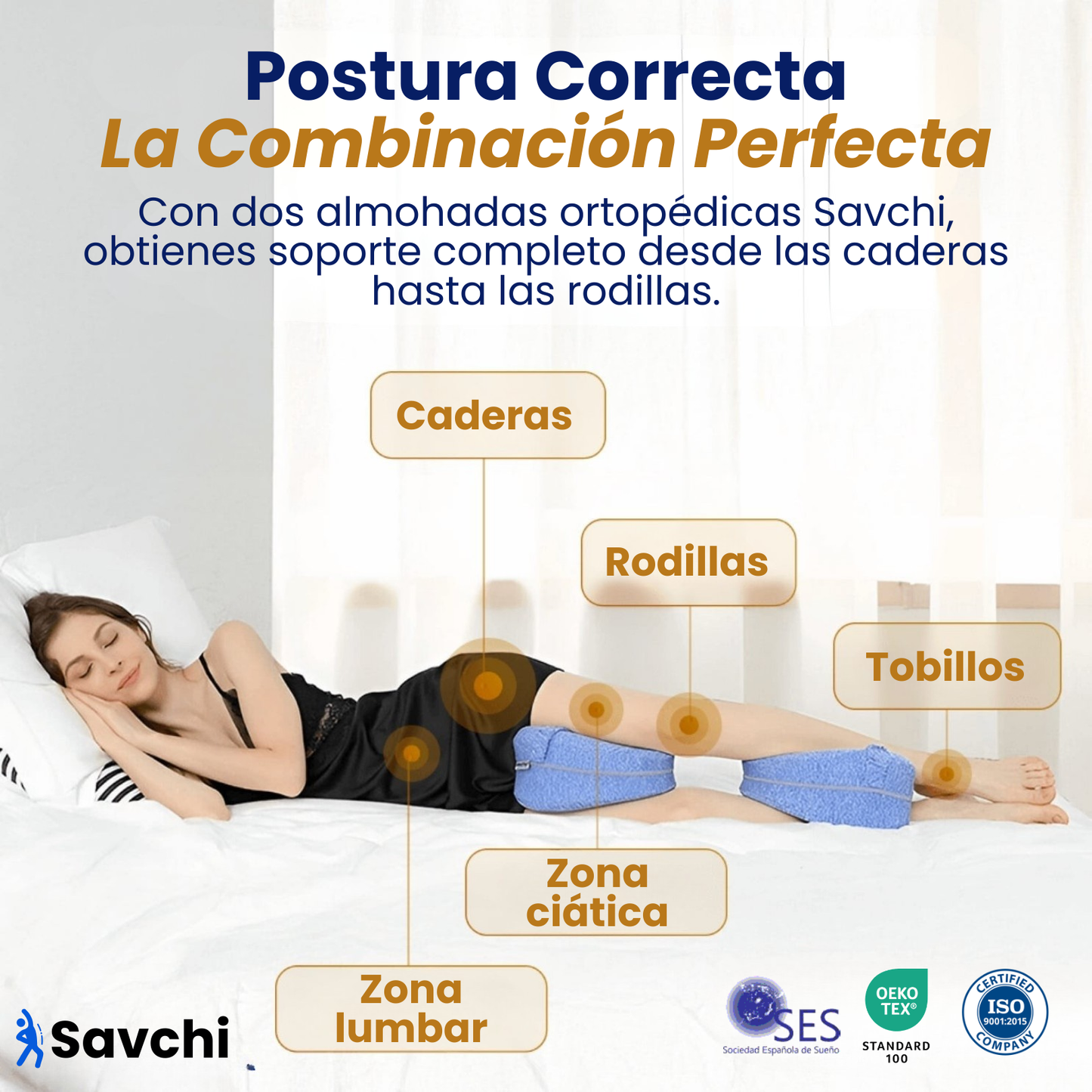 Savchi - Almohada de Soporte Para Piernas Con Memoria